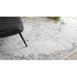 DISTIN 0826A rug featuring white, blue, and light green patterns, modern style