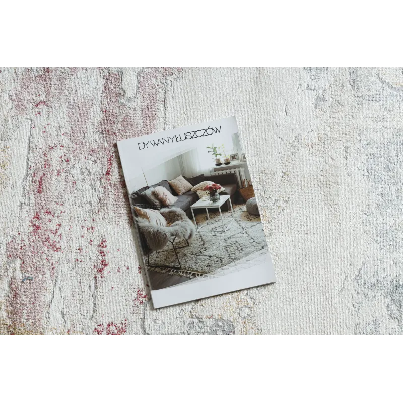 Stylish DISTIN 0144B rug in shades of white and pink, perfect for the living room