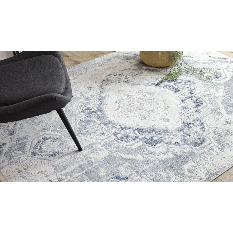 DISTIN 0816A Rug in blue and green - stylish carpet for the living room