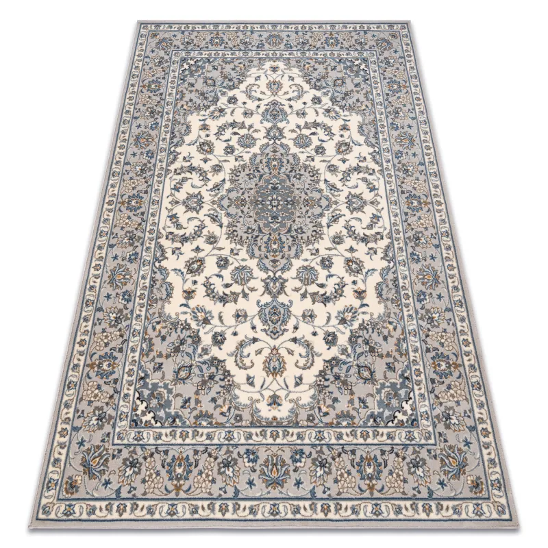 NAIN Ornament Frame Wool Rug Beige/Blue