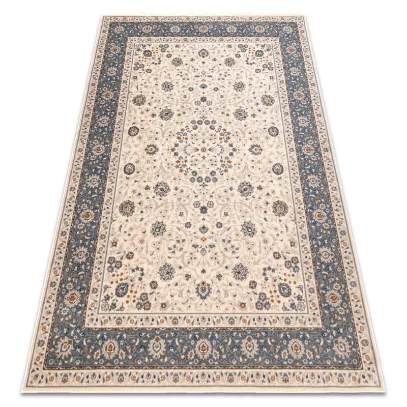 NAIN Ornament Frame Wool Rug Beige/Blue