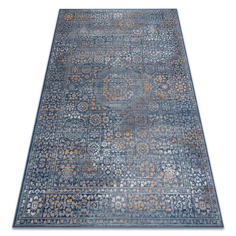 NAIN Ornament Wool Rug Blue Orange Vintage