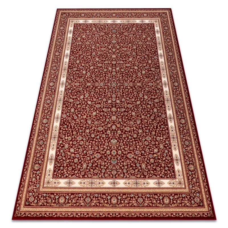 NAIN Ornament Wool Rug Burgundy Beige Frame