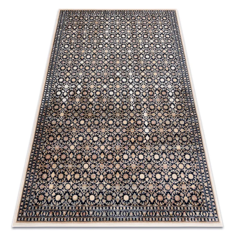 NAIN Ornament Wool Rug Navy Blue Beige