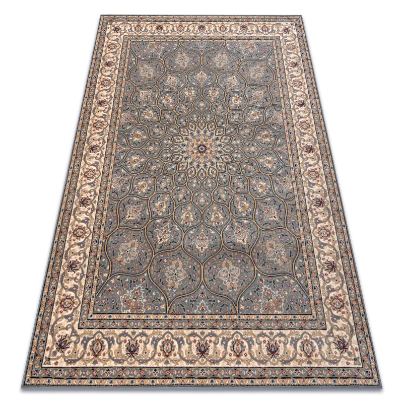 NAIN Rosette Frame Wool Rug Blue/Beige