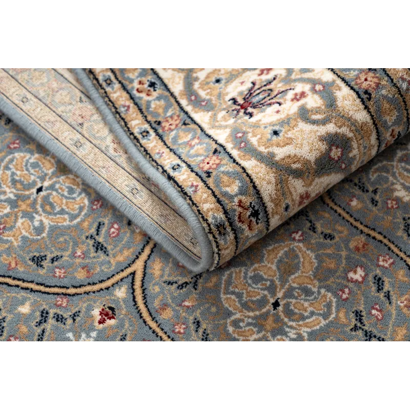 NAIN Rosette Frame Wool Rug Blue/Beige