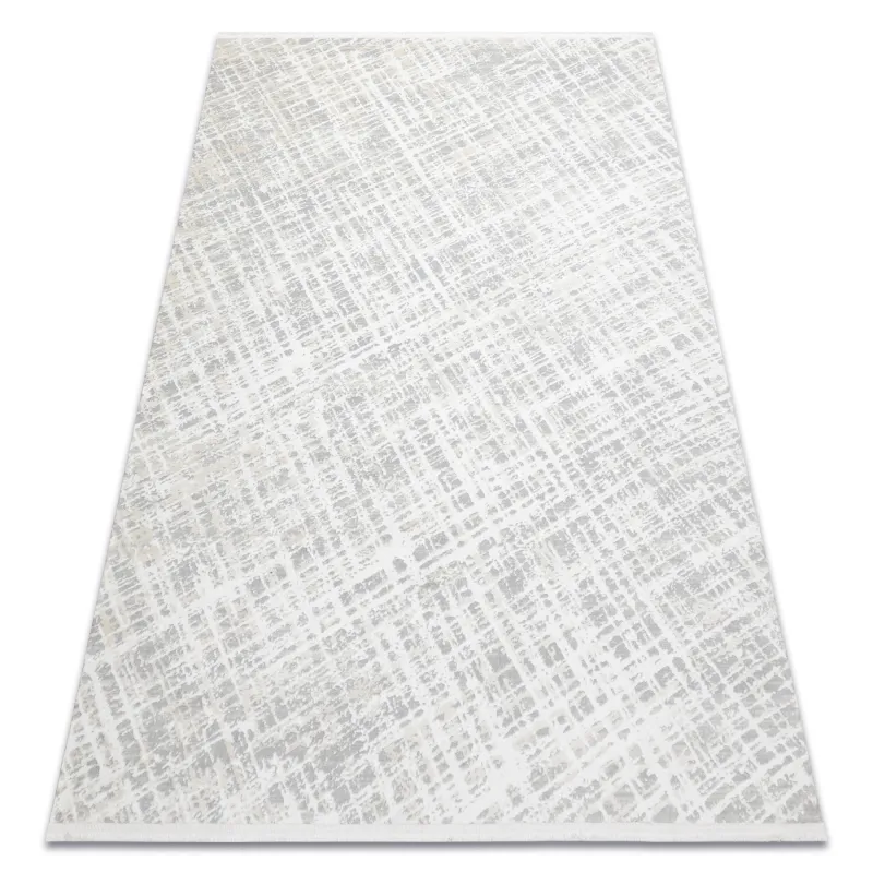 Modern rug in cream and grey, soft texture, stylish checkered design