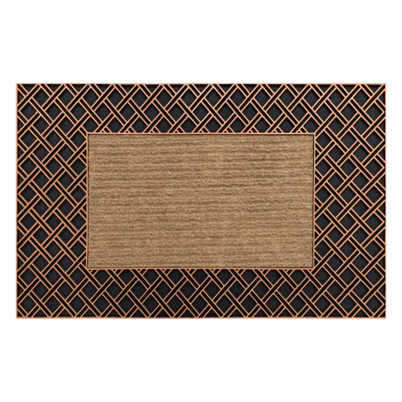 BH 107 Grid Doormat, brown, non-slip, suitable for indoor and outdoor use, rubber base