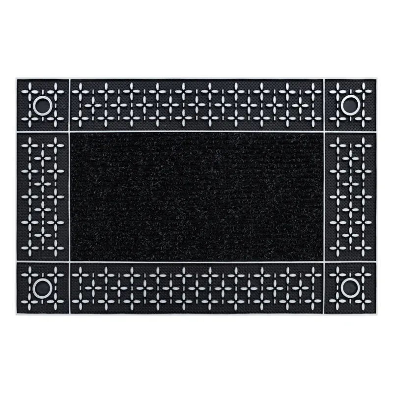 Door Mat BH 207 Grid, silver, non-slip, rubber backing