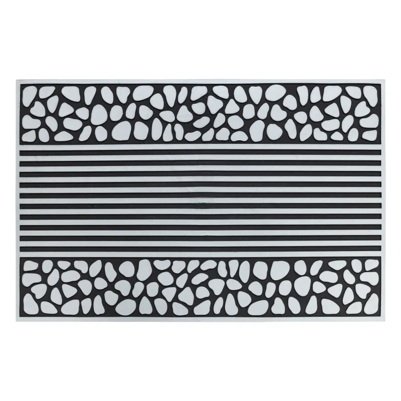 Door Mat BH 701 Stones, non-slip, silver, rubber for indoor and outdoor use