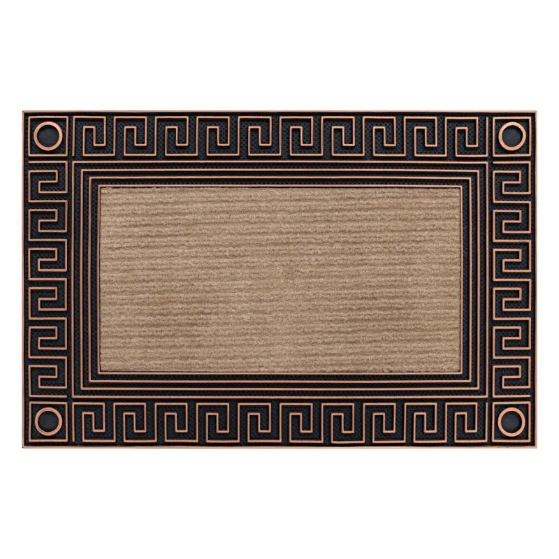 Brown Greek Key Doormat BH 206, non-slip for indoor and outdoor use