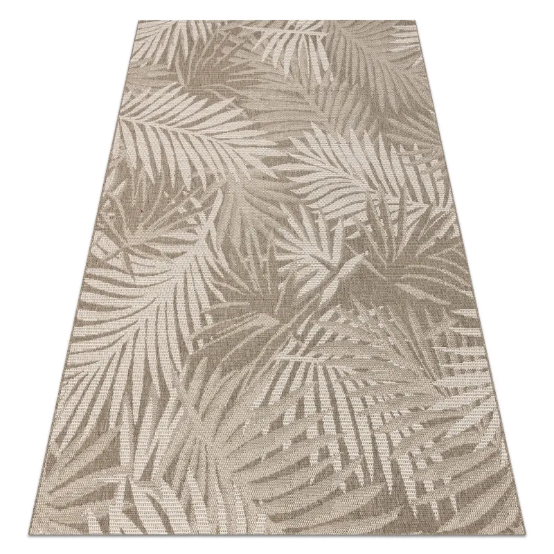 Sisal rug with leaf design in dark grey and champagne, perfect for living rooms