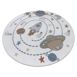 BONO 8288 round rug Cosmos, planets cream / anthracite - 2ND GRADE