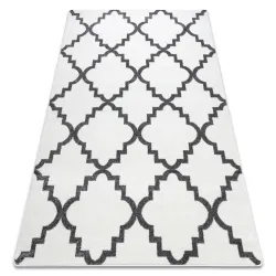 Rug SKETCH - F343 cream / gray Moroccan clover trellis - 2ND GRADE
