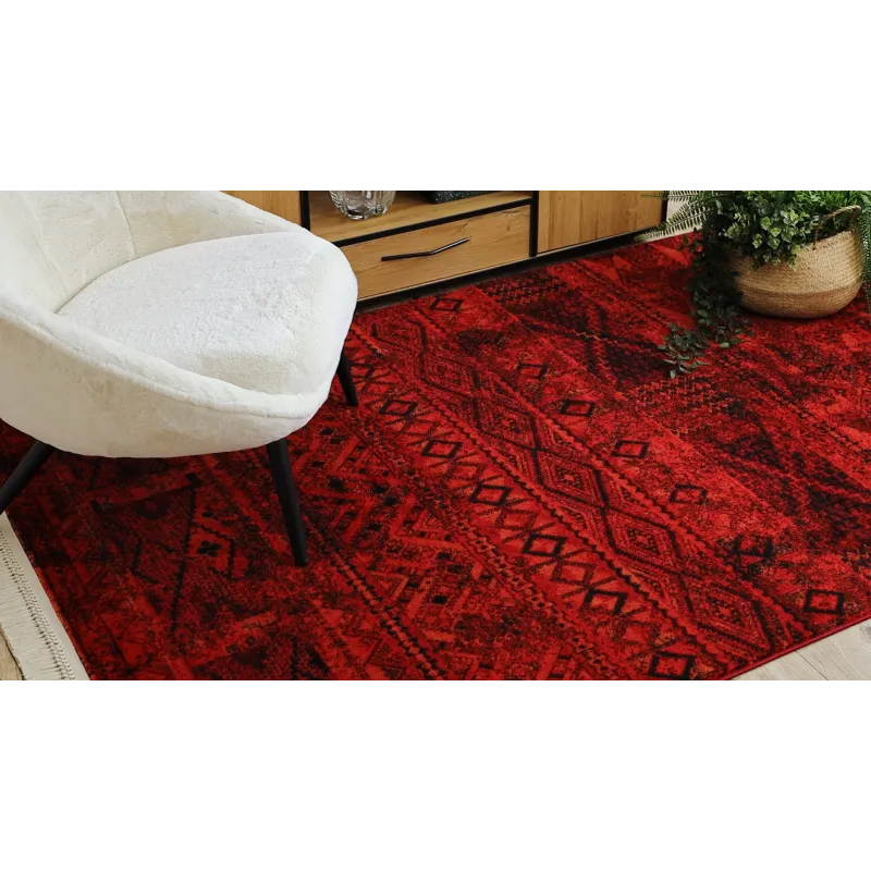 Burgundy and black rug, an elegant oriental carpet for living spaces
