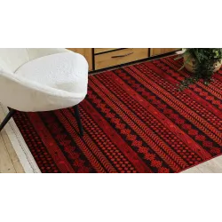 Stylish burgundy rug, perfect for the living room