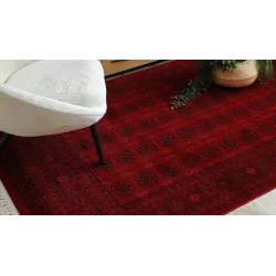 Elegant black and burgundy oriental rug, classic design