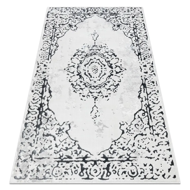 Stylish white and grey structured glamour rug