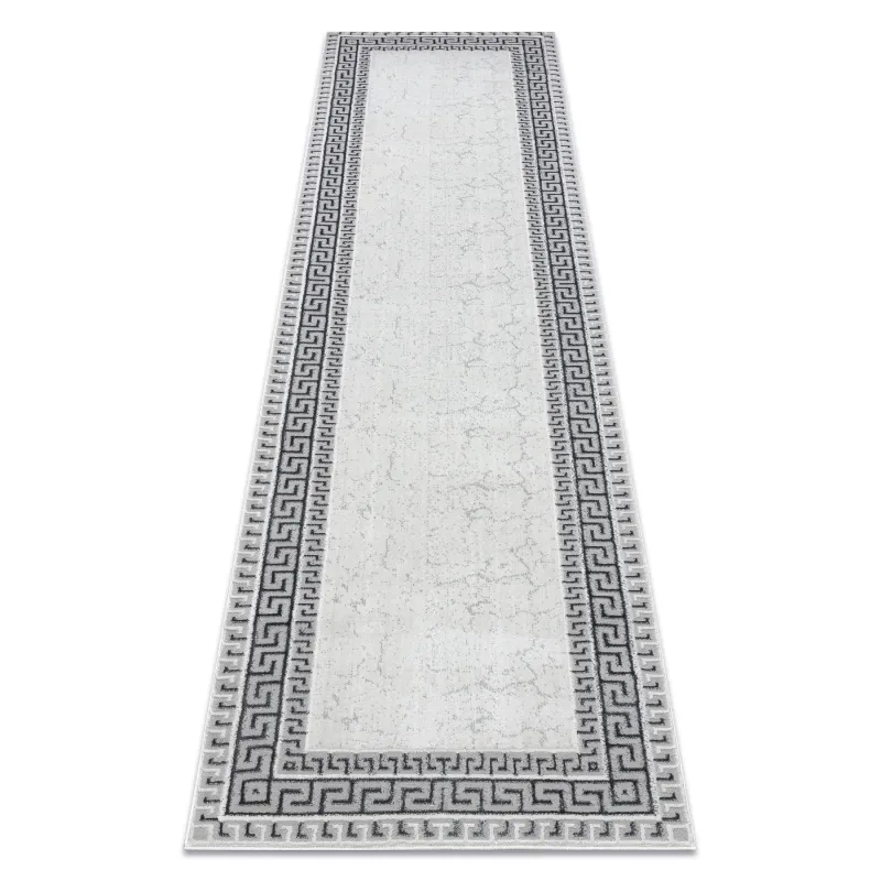 ALLURE 1960 Greek Key Runner Rug in stylish white and grey, modern design
