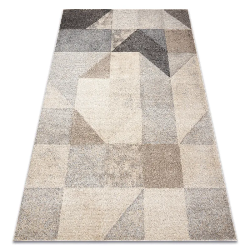 FUSION 9777 Cream Beige Geometric Rug - modern abstract design