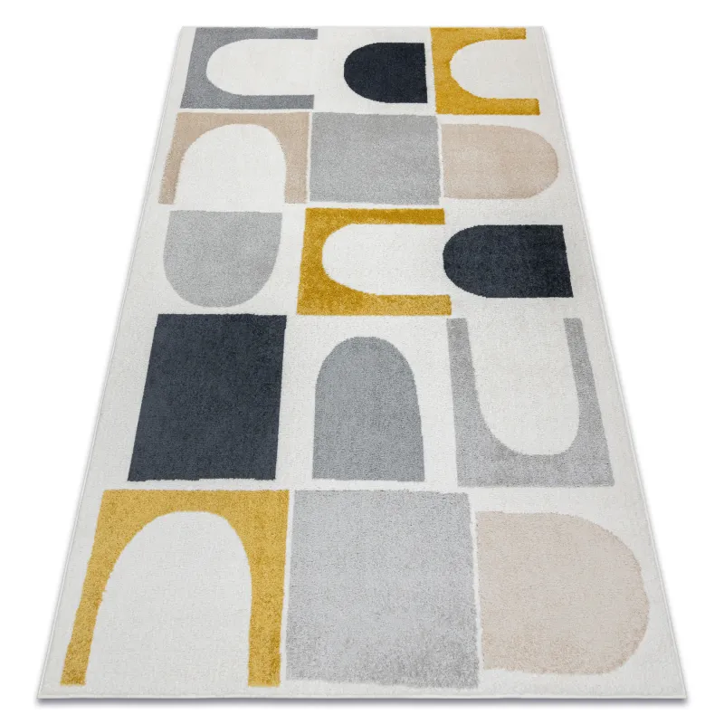FUSION 0213 geometric rug in white and yellow, modern abstract design