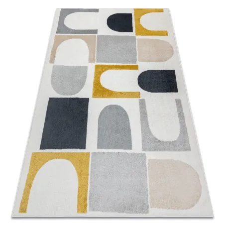 FUSION 0213 geometric rug in white and yellow, modern abstract design
