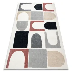 FUSION 0213 White Deep Pink Geometric Rug