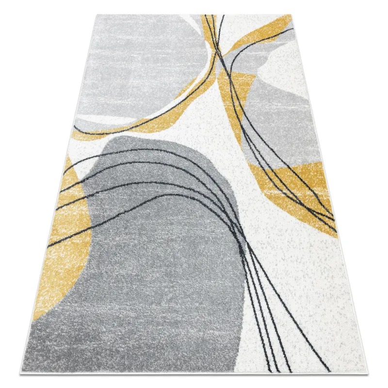 Modern FUSION 5868 rug in white and yellow, featuring an abstract design