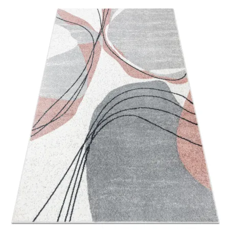 FUSION 5868 geometric rug in white and dark pink, modern abstract design