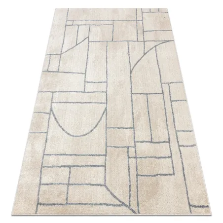 FUSION 0806 cream geometric rug in light grey tones, modern design