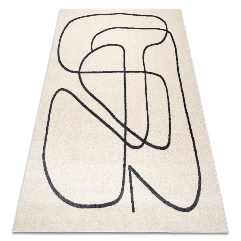 FUSION 8297 cream and dark gray modern rug with abstract lines