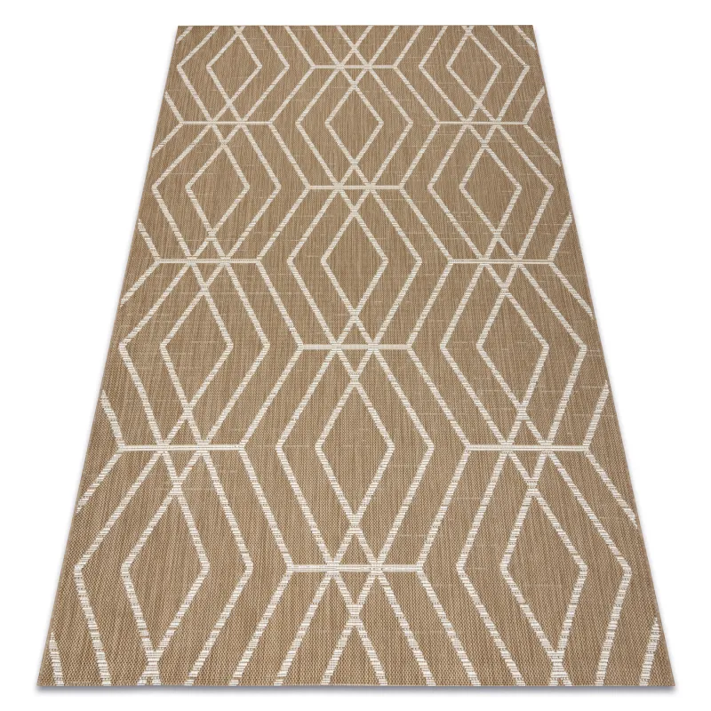 Geometric Sisal Flat Rug Natural Beige
