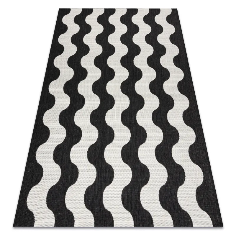 FLAT Sisal Wave Rug Cream/Black