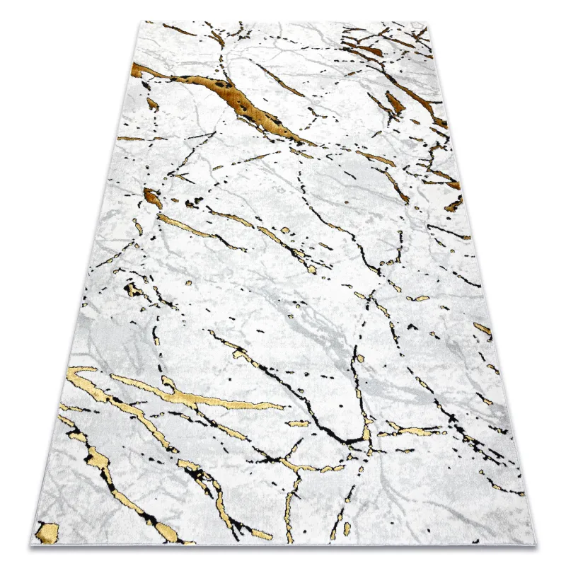 ALLURE 1963 Marble Rug - stylish, structured, glamour white/gold carpet