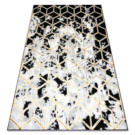 ALLURE 1966 Cube Rug - Stylish black and gold structural modern carpet