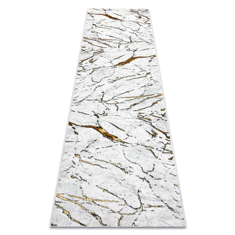 ALLURE 1963 Marble Runner Rug in white and gold, stylish modern design