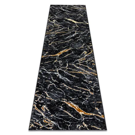 ALLURE 1963 Marble Runner Rug in stylish black and gold glamour design