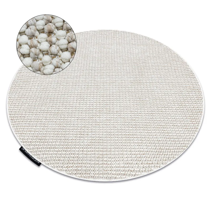 CASABLANCA LOOP round rug in soft white and beige looped design