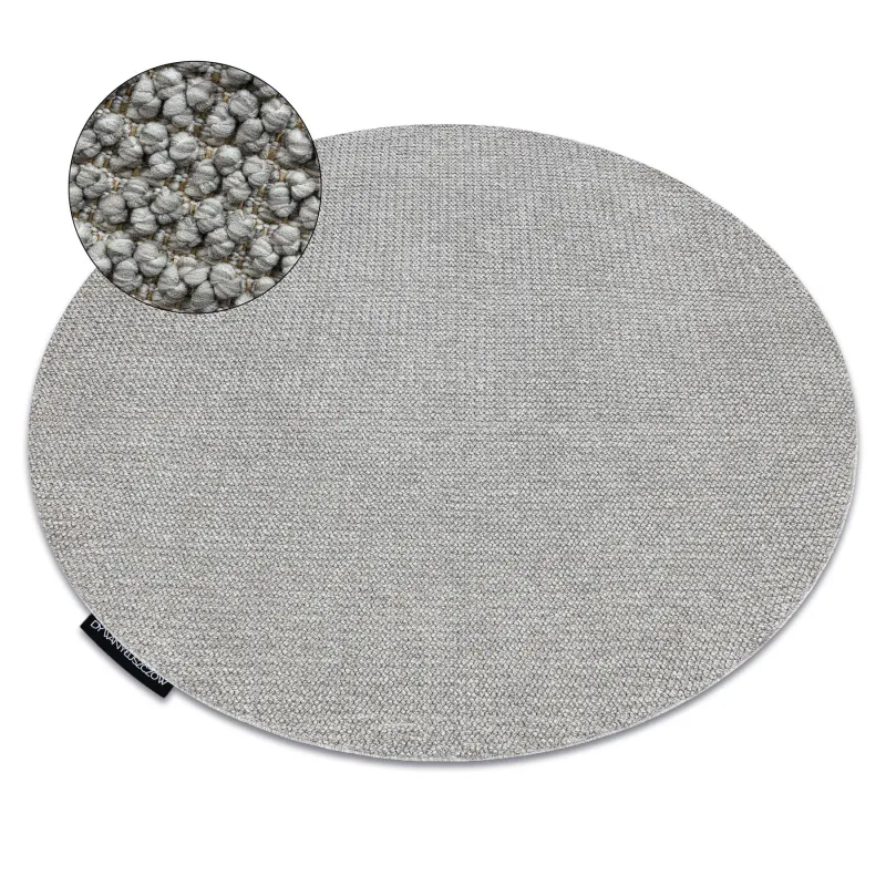 CASABLANCA LOOP Round Rug in light grey, soft looped texture, modern carpet