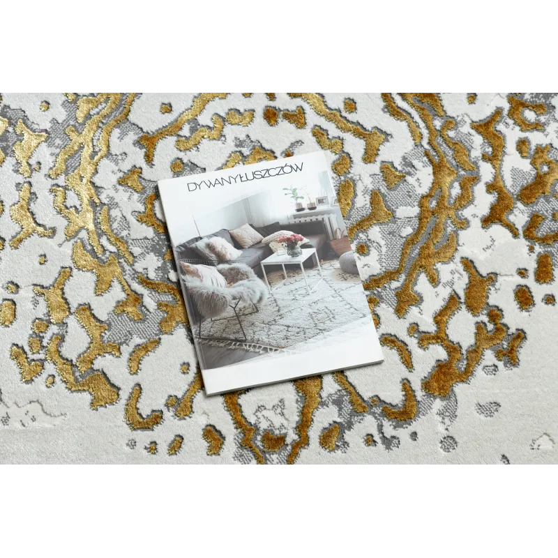 Stylish ALLURE 1961 rug, elegant gold and white ornament