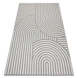 FLAT SISAL ROPE RUG 49376637 Circles stripes gray / cream