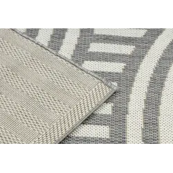FLAT Sisal Geometric Circles Stripes Rug Gray