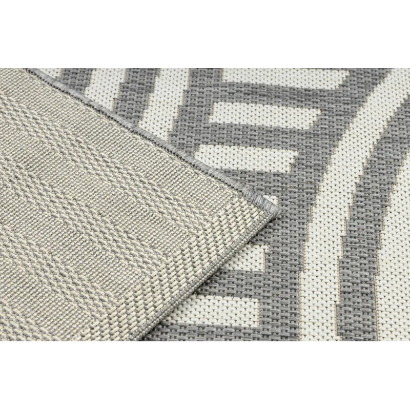 FLAT Sisal Geometric Circles Stripes Rug Gray