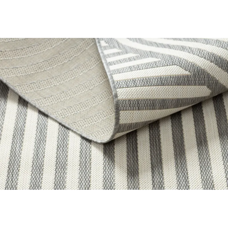 FLAT Sisal Geometric Circles Stripes Rug Gray