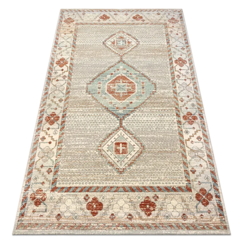 SOHO Wool Rug 477.11.LA100 in Boho style, natural beige and terracotta colors