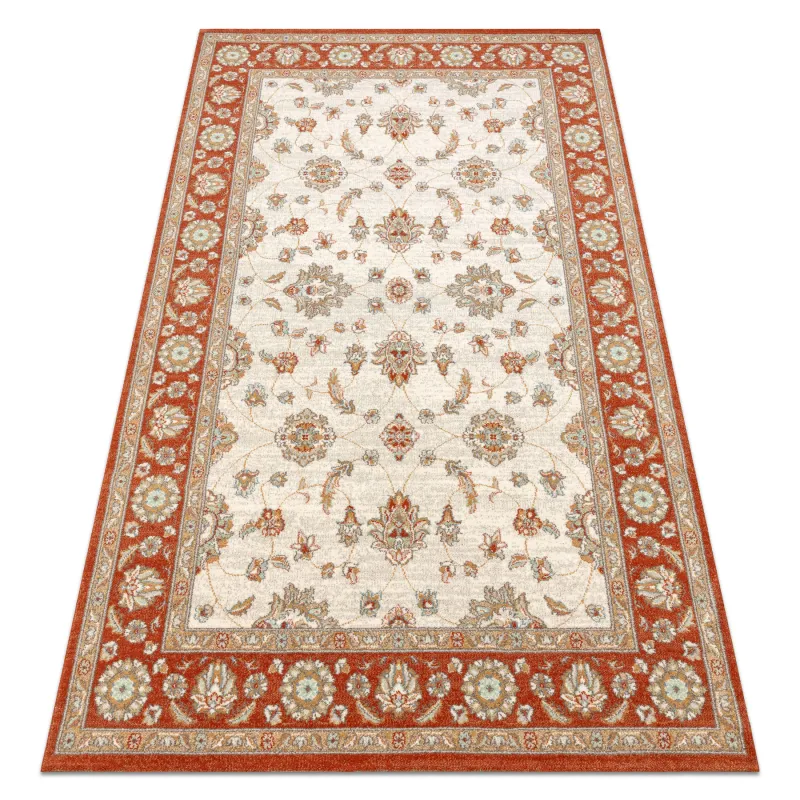SOHO wool rug in natural beige and terracotta with elegant ornament design