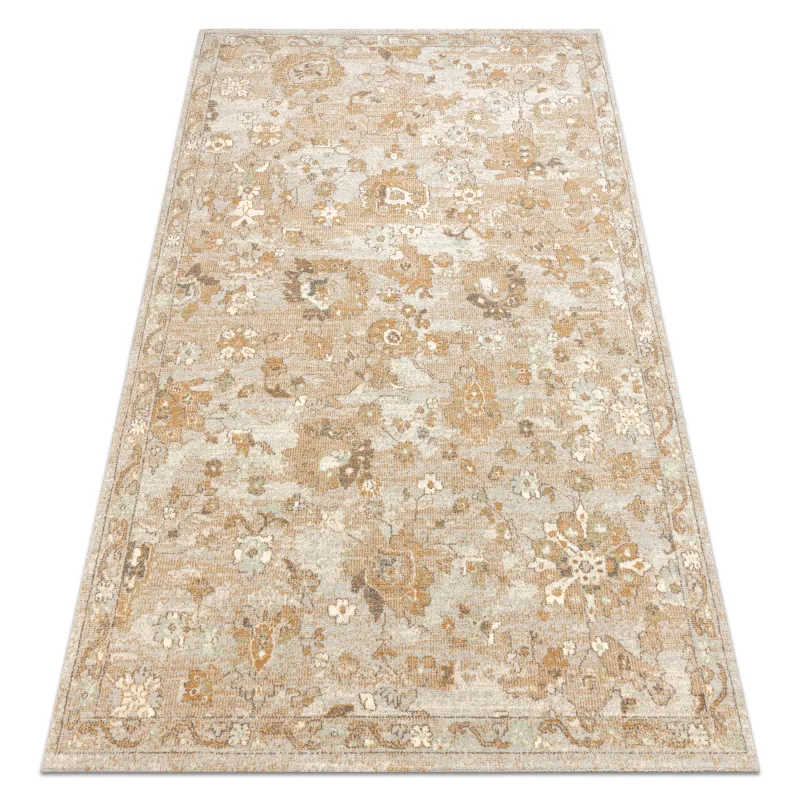 SOHO wool rug with natural floral patterns in beige and terracotta