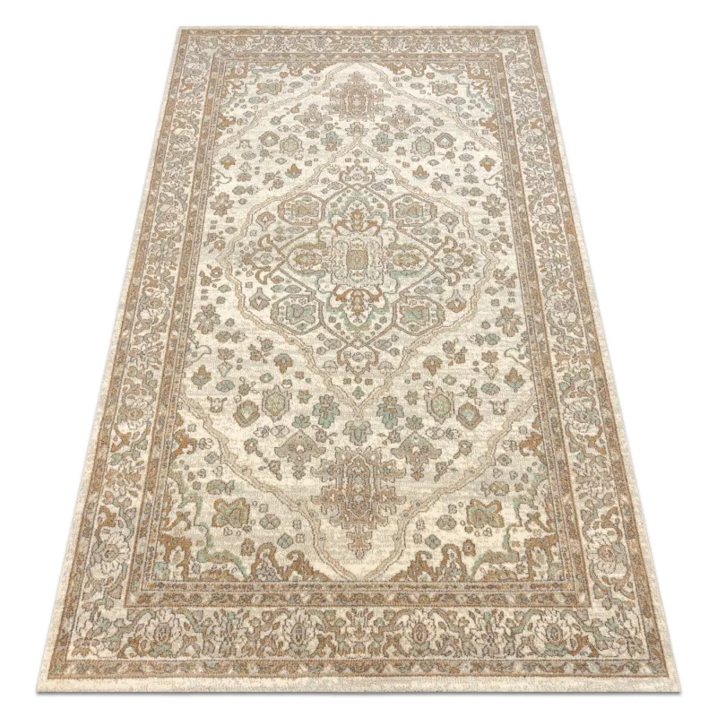 SOHO wool rug in beige floral rosette design, perfect for elegant spaces