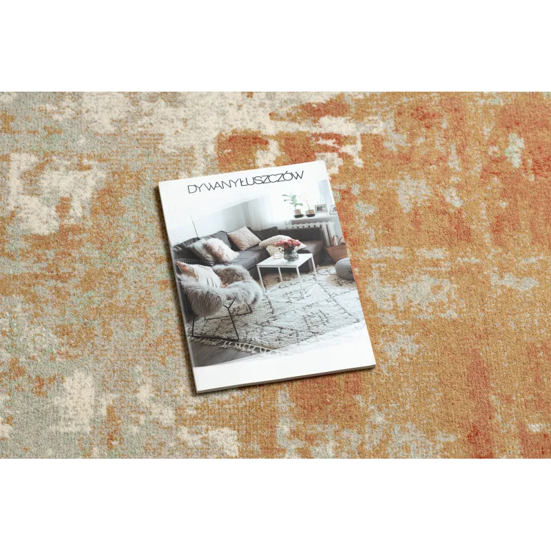 Modern ABBY rug 486.13.LA112 in green and terracotta shades