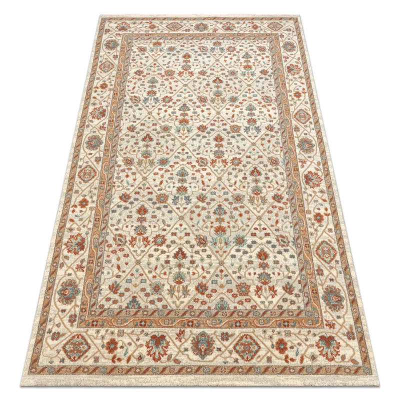 SOHO floral wool rug in natural beige and terracotta, perfect for the living room
